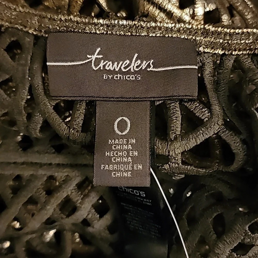 *NWT Travelers by Chico's Size 0 Large Gold Knit Open Cardigan - Picture 4 of 6